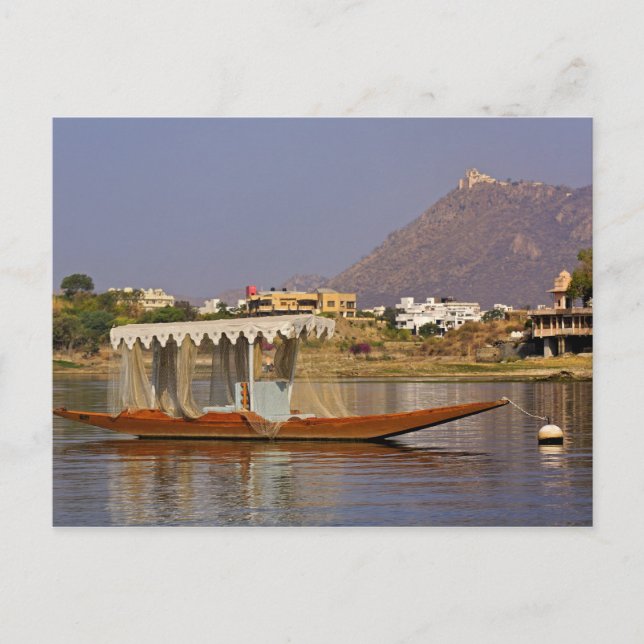 Postal Pequeño barco, lago Pichola, Udaipur, India. (Anverso)