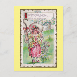 Postal Pequeño BoPeep y una oveja