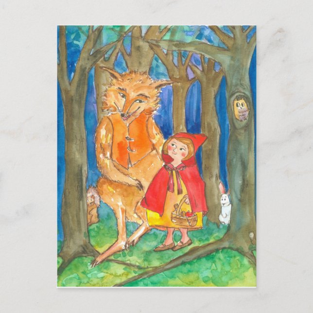 Postal Pequeño bosque de Lobo Lobo Rojo (Anverso)