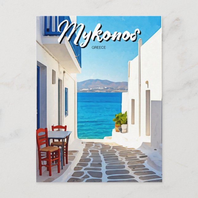 Postal Pequeño Café Mykonos Grecia Cicladas Viajes (Anverso)