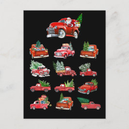 Postal Pequeño Camión Rojo cargando un árbol de Navidad