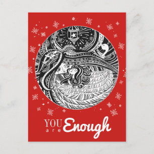 Postal Pequeño Chica Angel Red Postcard