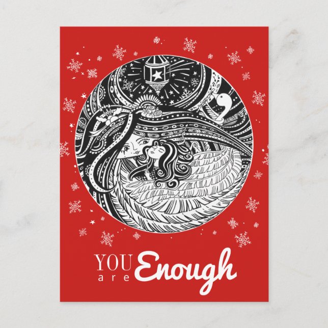 Postal Pequeño Chica Angel Red Postcard (Anverso)