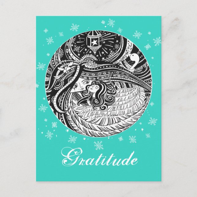 Postal Pequeño Chica de coincidencia | Aqua Postcard (Anverso)