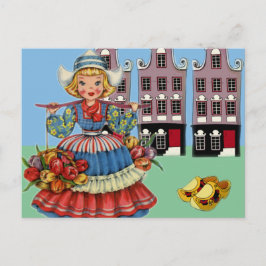 Postal Pequeño Chica holandés con traje nacional
