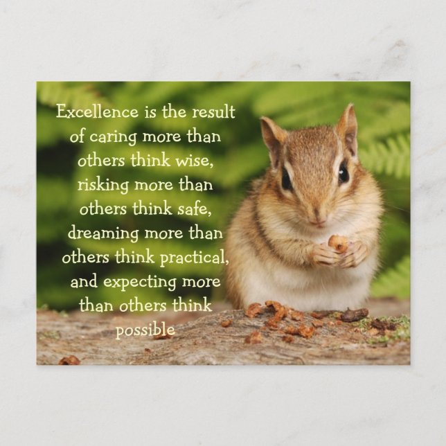 Postal Pequeño Chipmunk Excelencia Cita Postcard (Anverso)