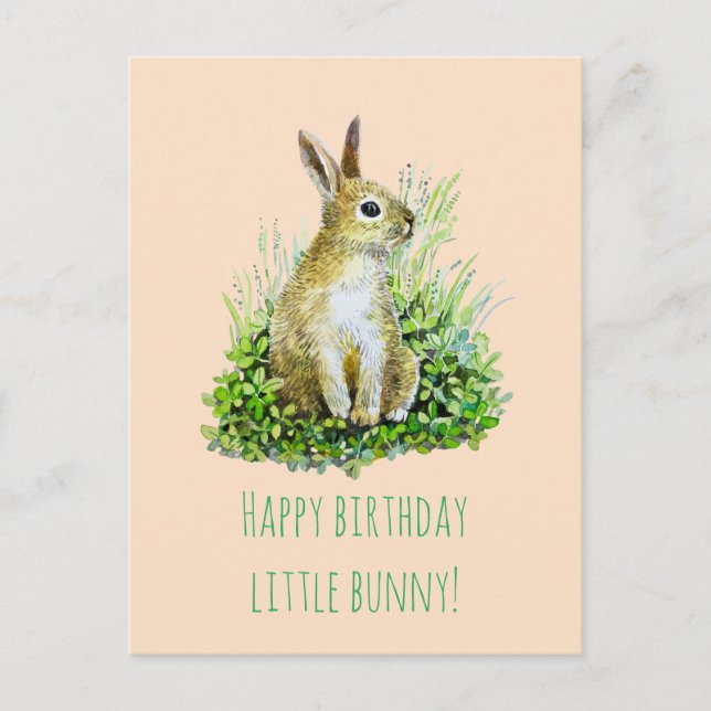 Postal pequeño conejo feliz cumpleaños (Anverso)