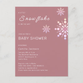 Postal Pequeño copo de nieve en Baby Shower para Chicas