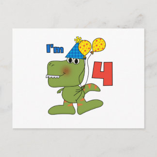 Postal Pequeño Dino 4 camisetas de cumpleaños y regalos