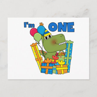 Postal Pequeño Dino Primer Cumpleaños camisetas y regalos