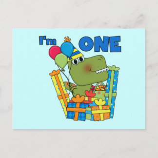 Postal Pequeño Dino Primer Cumpleaños camisetas y regalos