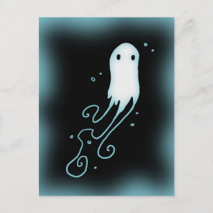 Postal Pequeño Fantasma Con Swirls