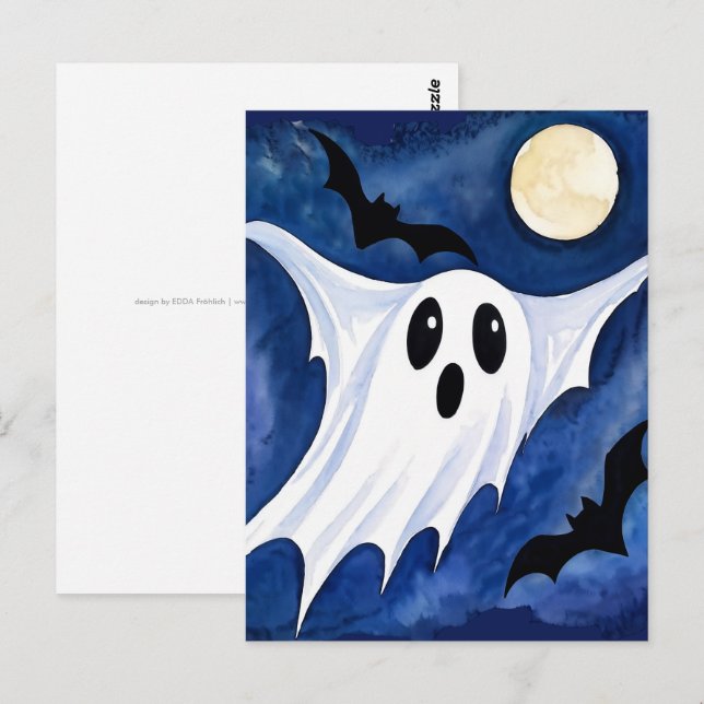 Postal Pequeño Fantasma Espeluznante - Halloween 7 - Dive (Anverso / Reverso)