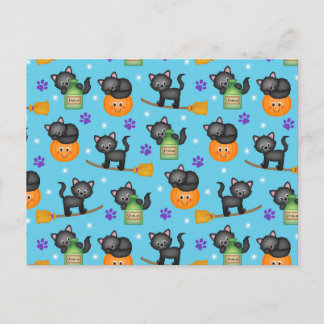 Postal Pequeño gato negro de Halloween