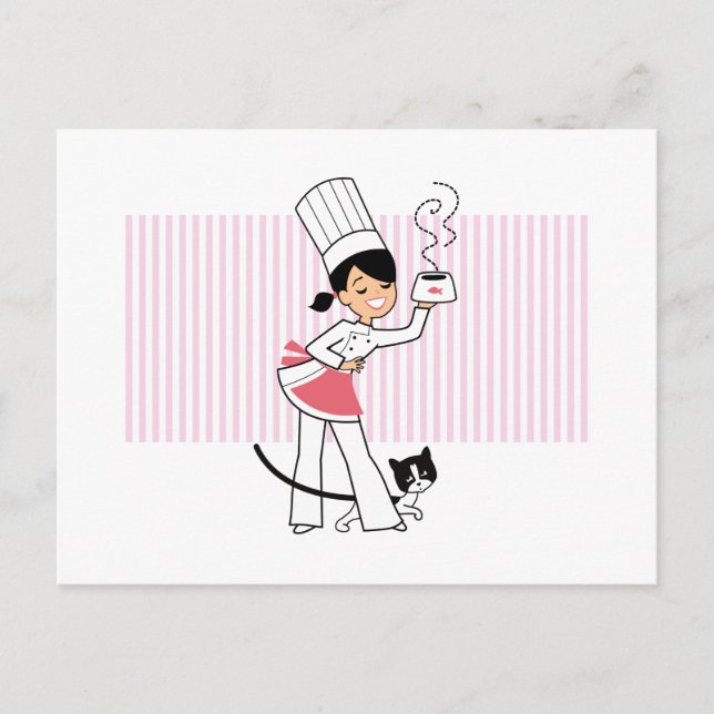 Postal Pequeño Ilustracion de Chef en (Anverso)