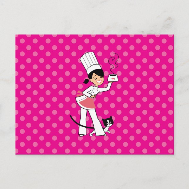 Postal Pequeño Ilustracion de Chef en (Anverso)