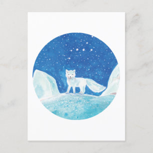 Postal Pequeño Ilustracion de Fox Ártica (Vulpes Lagopus)