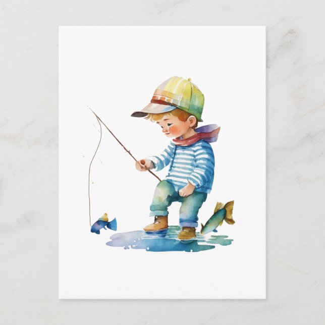 Postal Pequeño Ilustracion de pesca (Anverso)