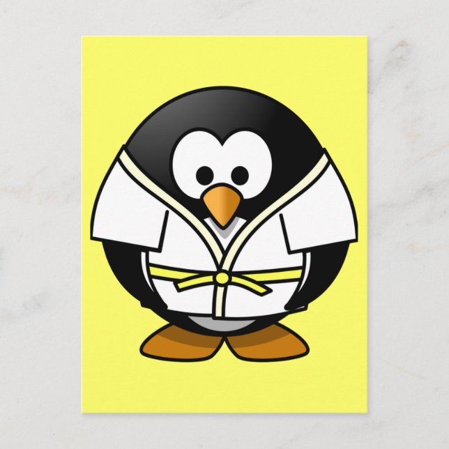 Postal Pequeño judo pingüino animado (Anverso)