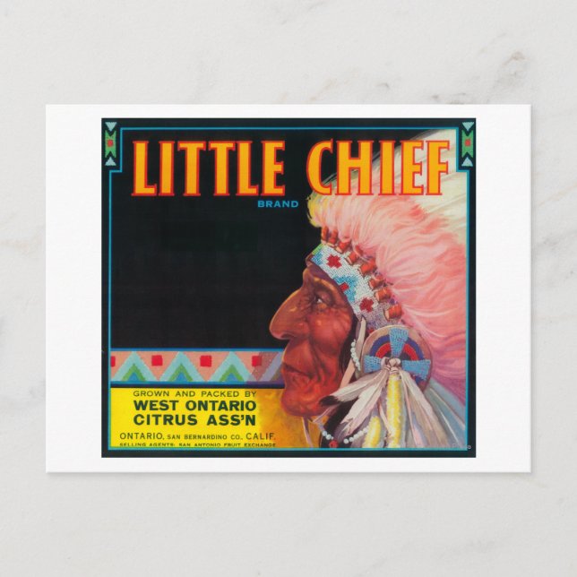 Postal Pequeño Naranja principal LabelOntario, CA (Anverso)