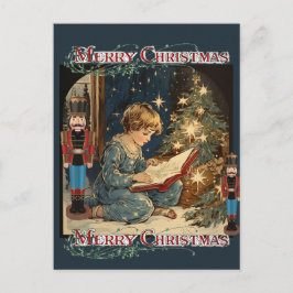 Postal Pequeño niño y chaquetas artísticas navidad