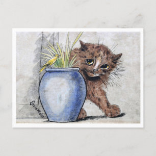 Postal Pequeño pájaro gato y amarillo, Louis Wain