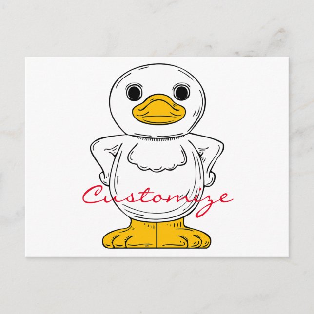 Postal Pequeño pato blanco en pie de trueno (Anverso)