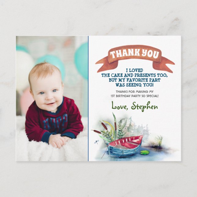 Postal Pequeño Pescador Gracias Foto (Anverso)