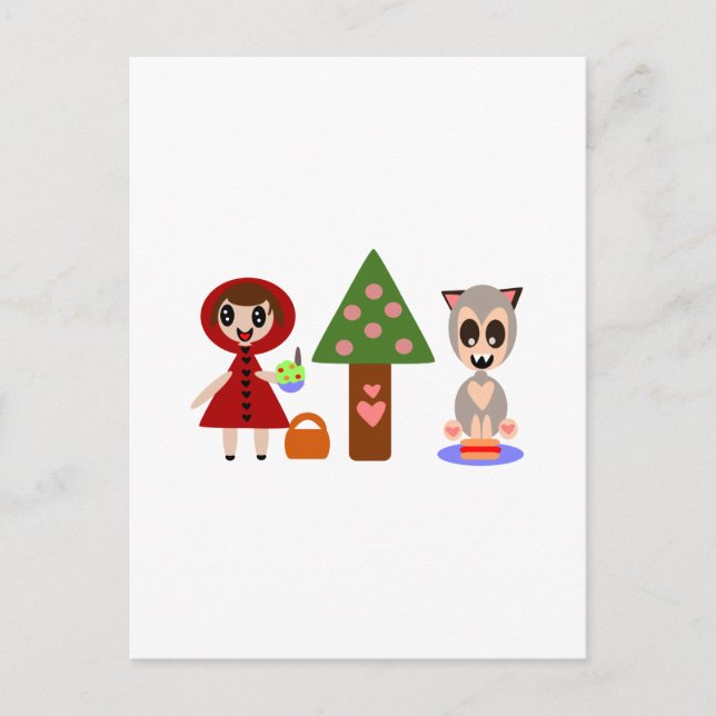 Postal Pequeño picnic de capuchas rojas (Anverso)