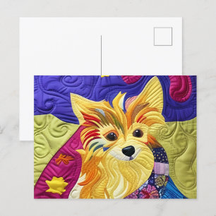 Postal Pequeño Pom Puppy Quilt Like Design