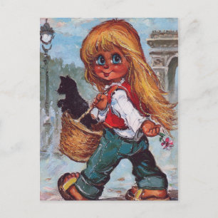 Postal Pequeño Poulbot en los Campos Elíseos