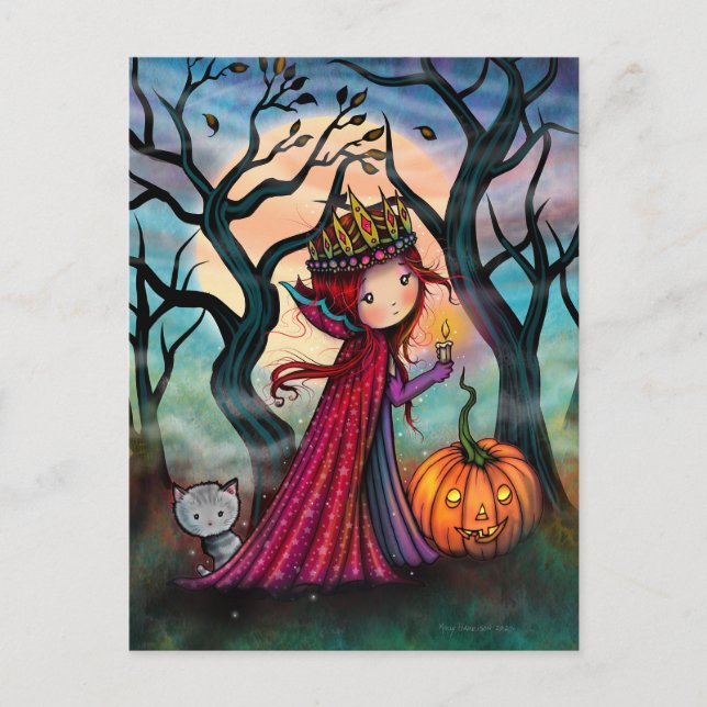 Postal Pequeño vampiro con gato de Tabby (Anverso)