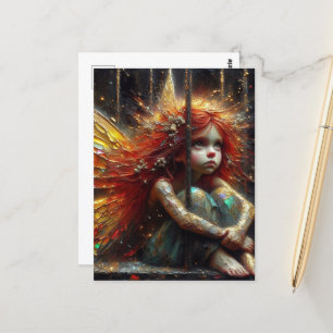 Postal Pequeño y adorable hato con el pelo rojo