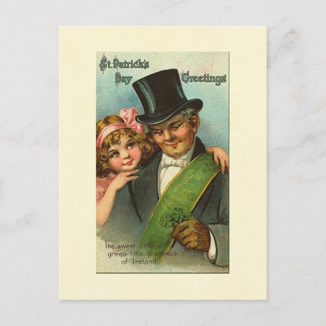 Postal Pequeño y dulce Shamrock St. Patrick's (Anverso)