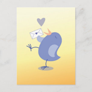 Postal Pequeño y lindo Tweeter Bird con una carta!