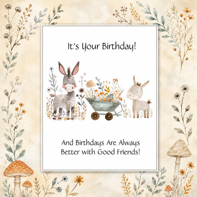 Postal Pequeños Burros Feliz Cumpleaños Negocio | (Subido por el creador)