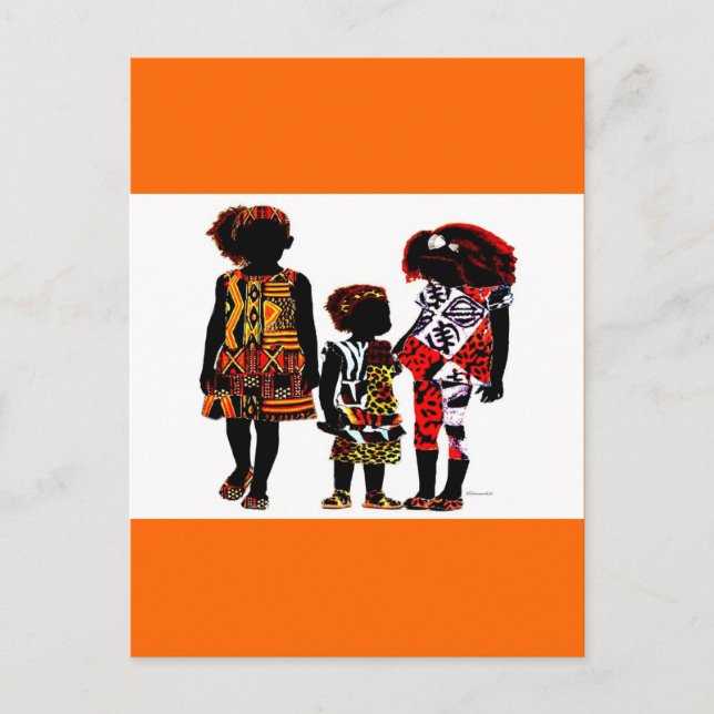 Postal Pequeños Chicas africanos (Anverso)