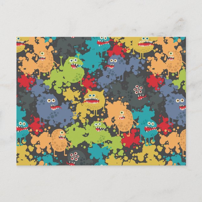 Postal Pequeños monstruos graciosos (Anverso)