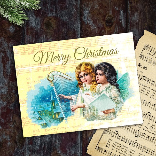 Postal Pequeños Navidades victorianos Angels canta (Subido por el creador)
