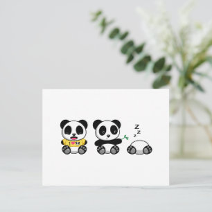 Postal Pequeños Pandas cortos en blanco