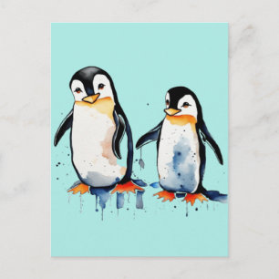 Postal Pequeños pingüinos