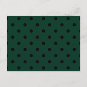 Postal Pequeños puntos de polka - negro sobre verde oscur