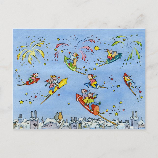 Postal "pequeños Rockets " de la Feliz Año Nuevo (Anverso)