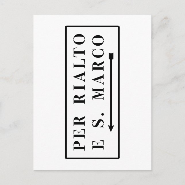 Postal Per Rialto e S. Marco, Venecia, Rótulo callejero i (Anverso)