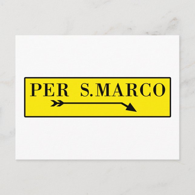 Postal Per San Marco, Venecia, Rótulo callejero italiano (Anverso)