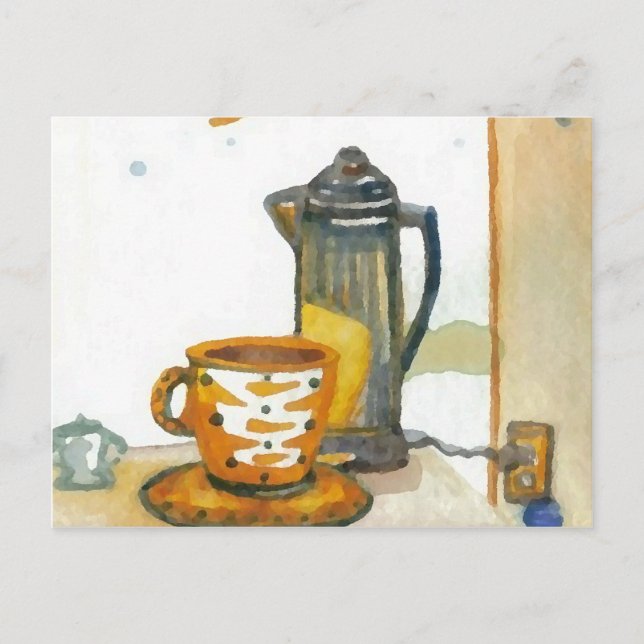 Postal Percolando un poco de cricketArte de café Diane (Anverso)