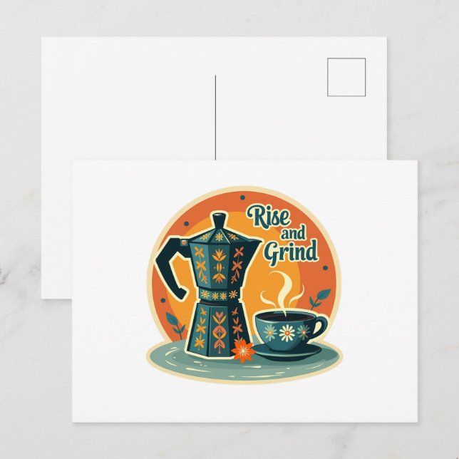 Postal Percolating Memories: Vintage Coffee Moments Postc (Anverso / Reverso)