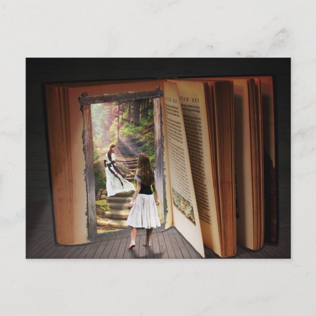 Postal Perderse en la imaginación mientras se lee un libr (Anverso)
