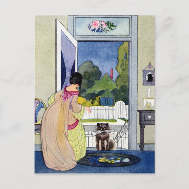 Postal Perdido perro regresa a casa con periódico en boca (Anverso)