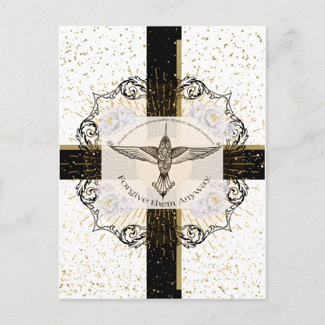 Postal Perdónenles de TODOS modos colibrí inspirador (Anverso)